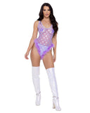 Sheer Stars Romper with Marabou Trim