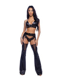 Pleather Short Set with Eyelet Details
