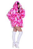 FE293 - Thigh-High Hooded Fur Coat