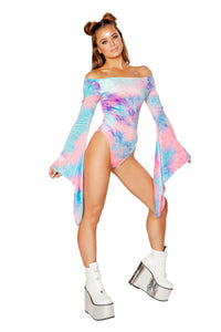 FF113 - Tie-Dye Velvet Long Sleeve Gypsy Bodysuit***50% OFF***