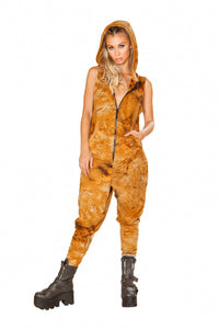 FF188 - Faux Suede Zipper Front Jumpsuit