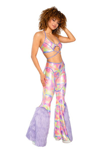 JR218 - Faux Fur Bell-Bottom Pant