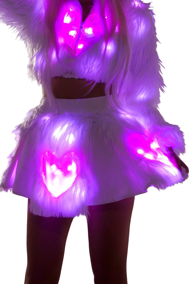 RB301 - Light-Up Pink  White Shag Skirt***40% OFF***