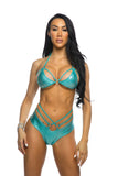 Metallic Strap Triangle Top & Short