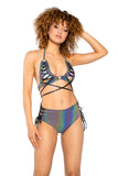 Reflective Lace-Up High-Waist Short