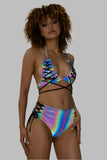 Reflective Lace-Up High-Waist Short